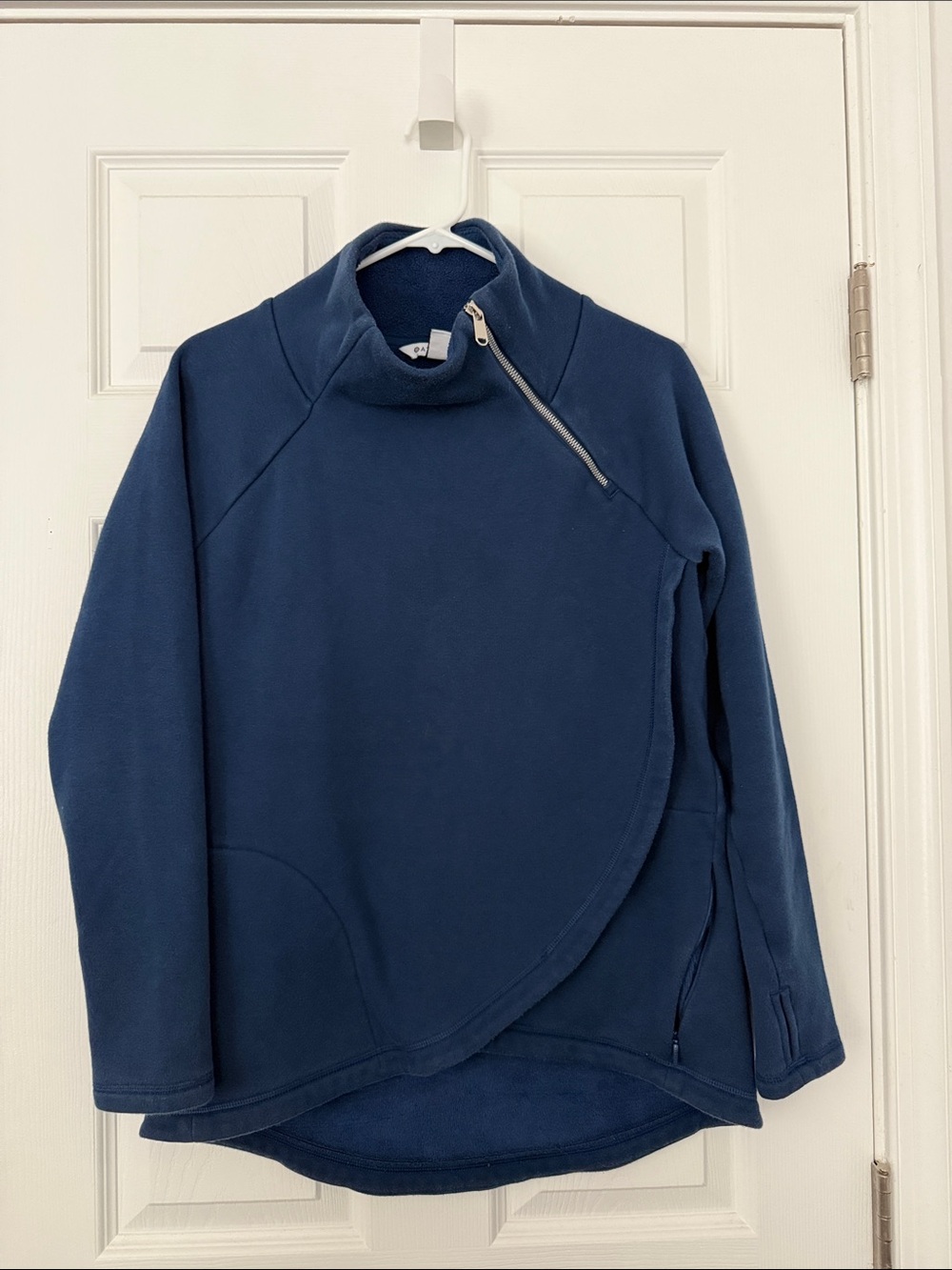 Athleta Cozy Katma Navy Asymmetrical Zip Pullover